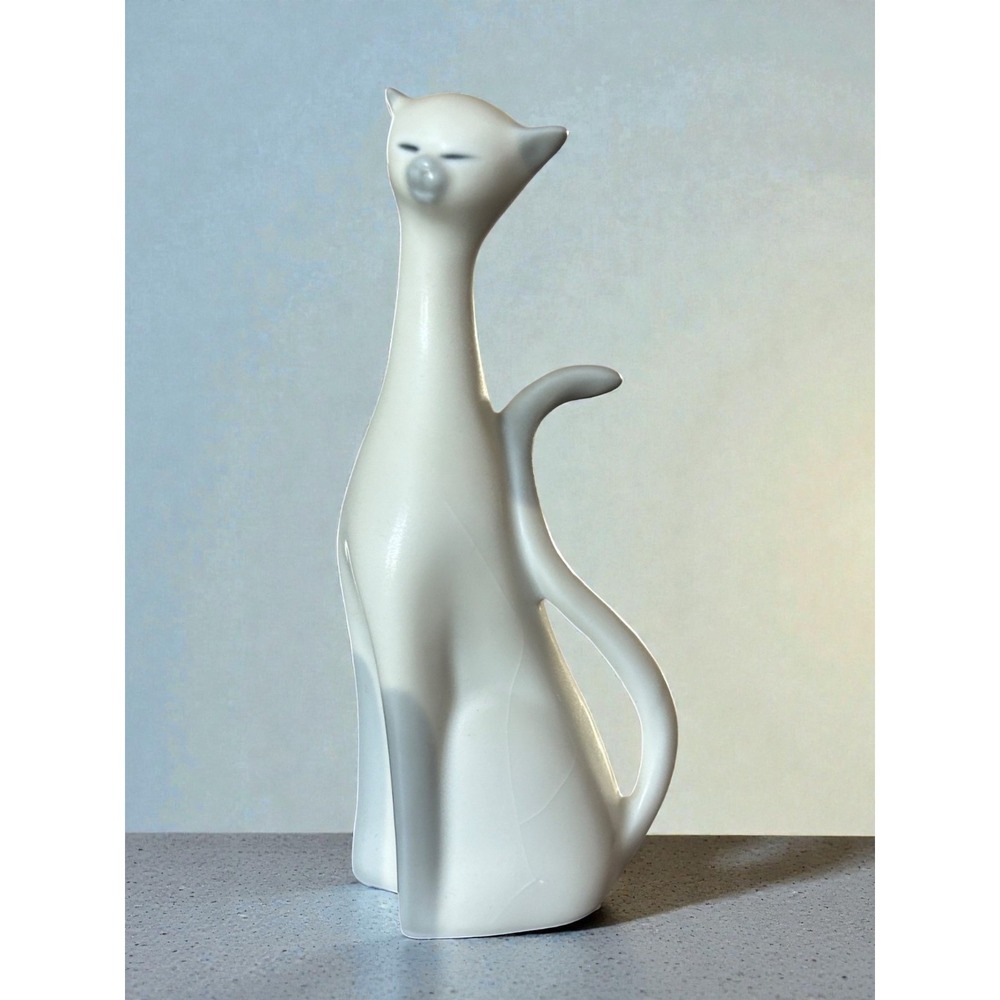 Vintage Ceramic Porcelain Siamese Long‎ Tail Cat Blue Tip Point Satin Finish